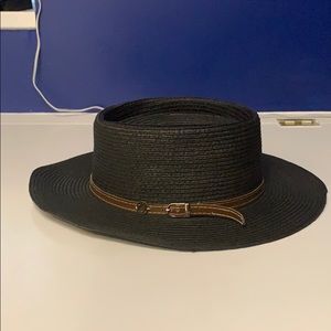 Black boater hat